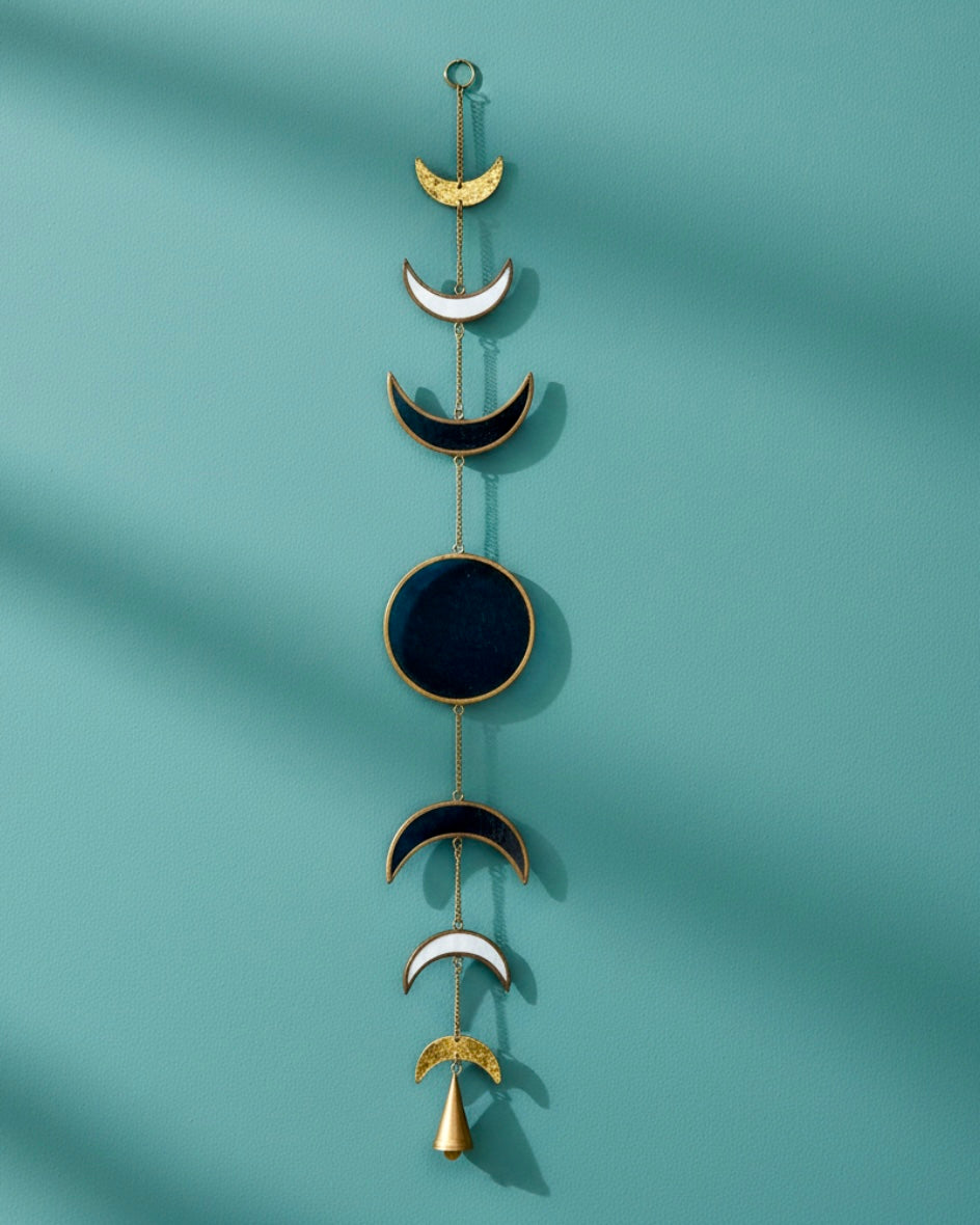 Moon phase hanger glass with bell