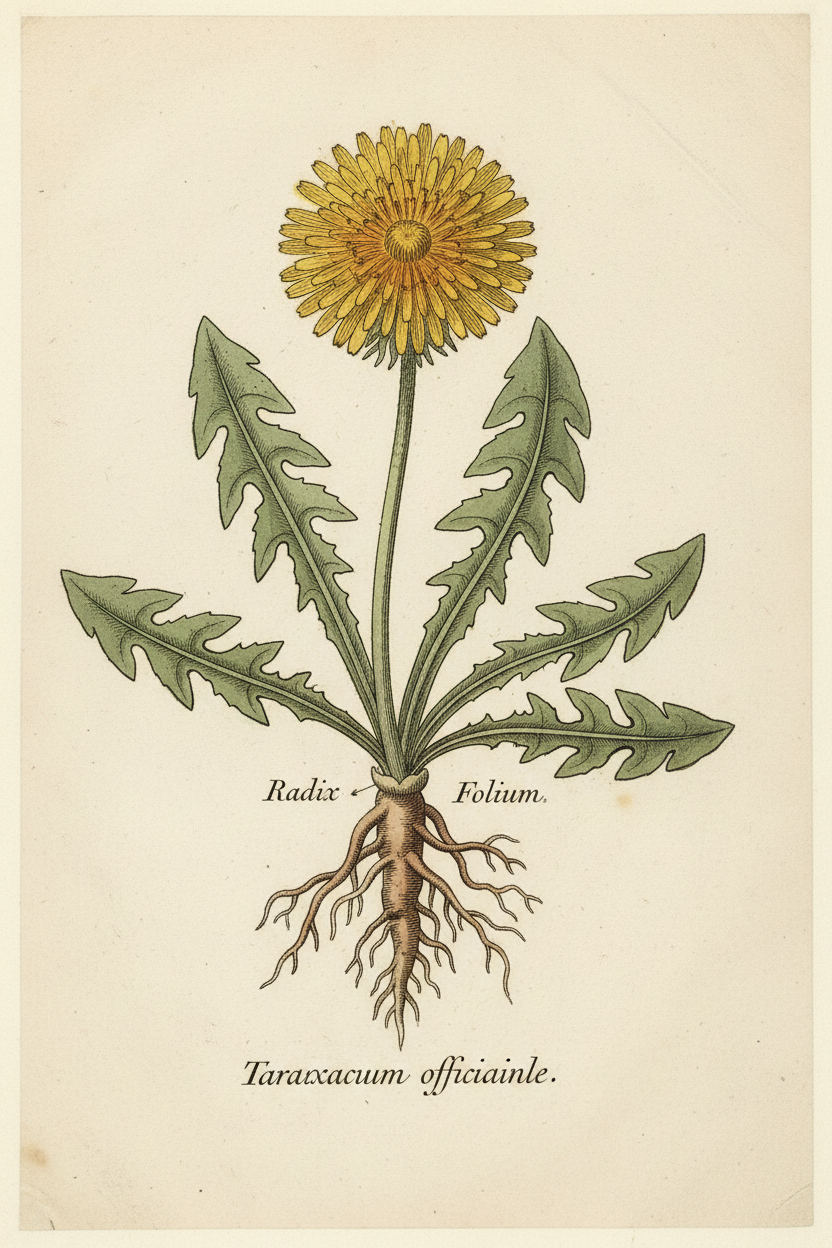 Botanical engraving of Dandelion