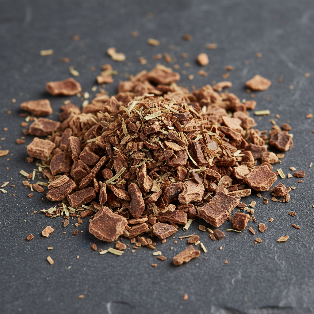 Cascara Sagrada Small Cut Bark on Gray Slate