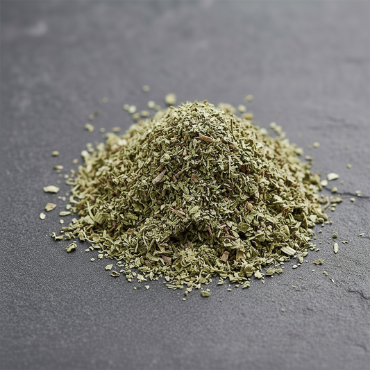 Catnip Mulched with Green Tint on Gray Slate