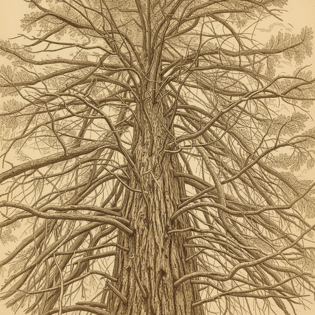 Cedar Tree Engraving - Less Sepia