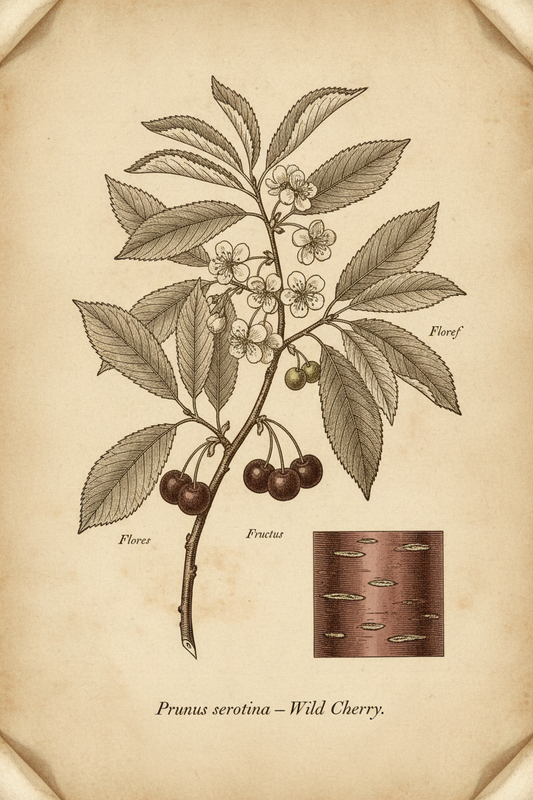 Cherry Bark Victorian Botanical Illustration
