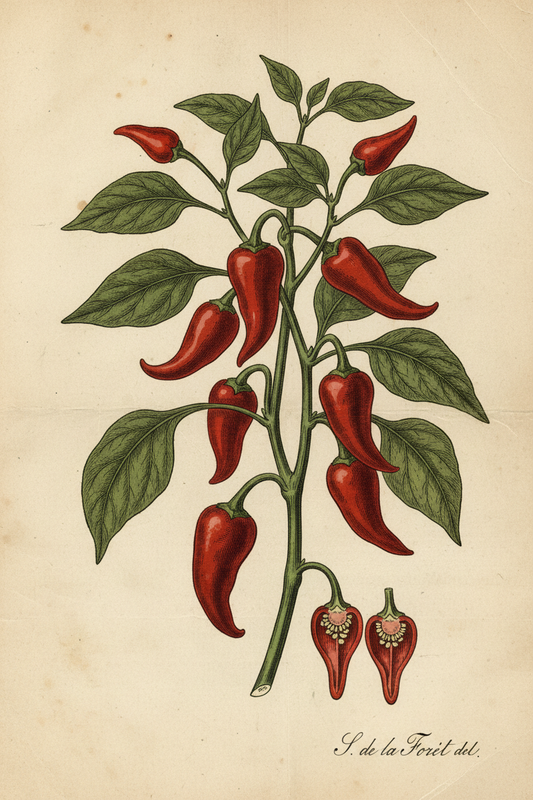 Chili Pepper Victorian Botanical - S. de la Forêt