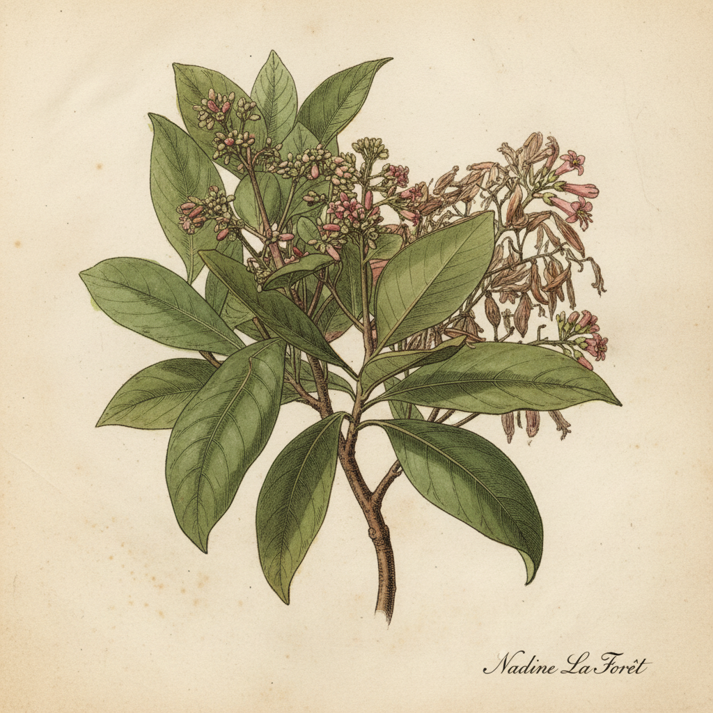 Cinchona Bark Botanical Illustration