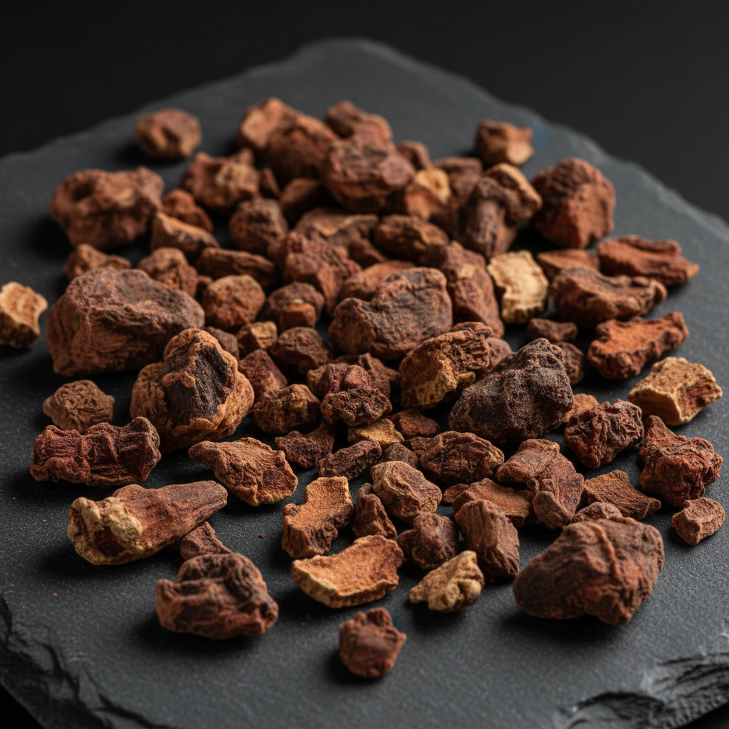 Dried Bloodroot Pieces on Gray Slab