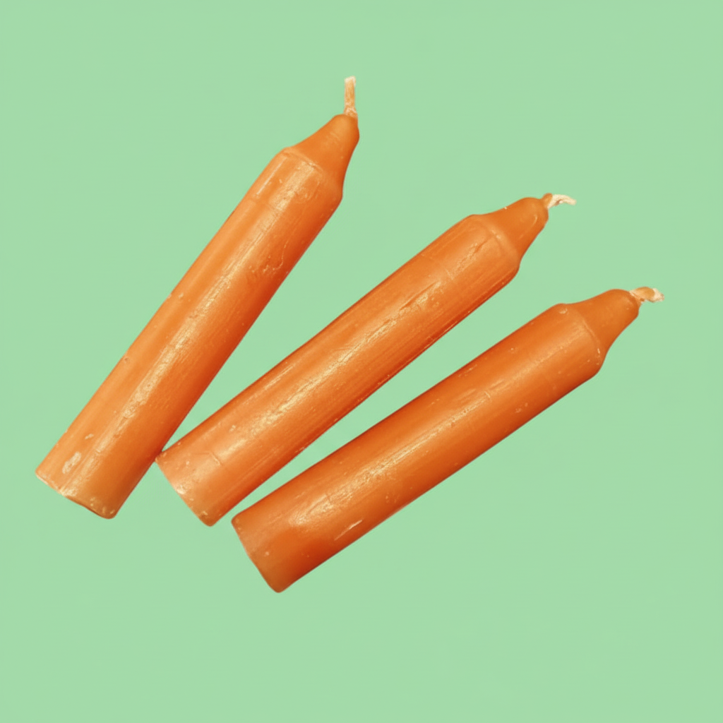 Three orange micro candles matching the blue candle reference