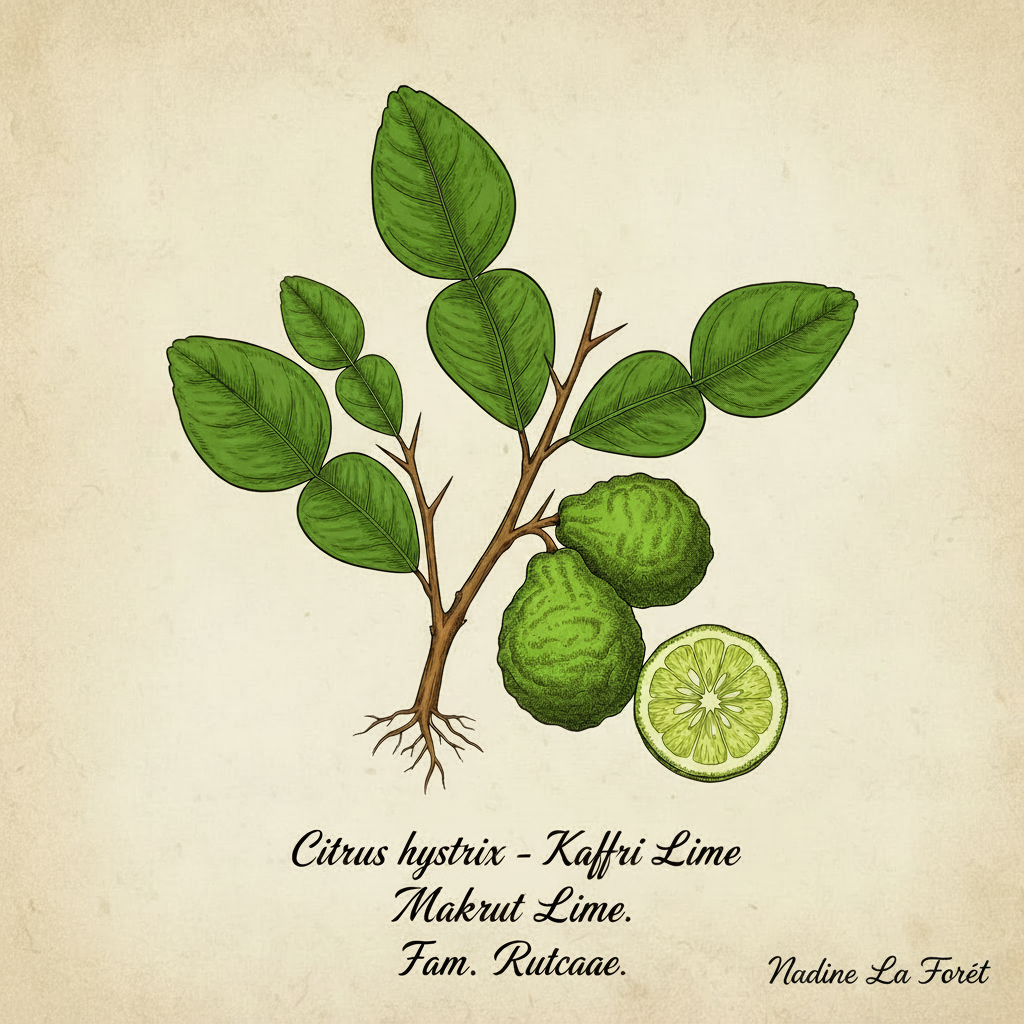 Kaffir Lime Botanical Engraving - Nadine La Forêt