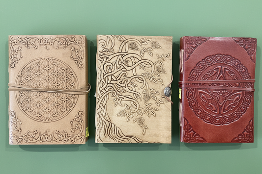 Leather Journals – Green Shelf & Background