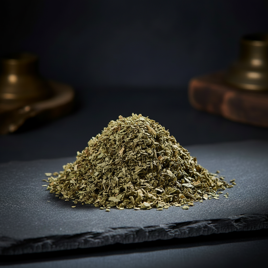 Mulched Five Finger Grass on Slate