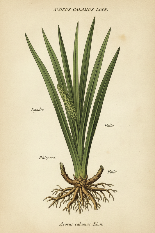 Vintage Botanical Illustration of Calamus Root